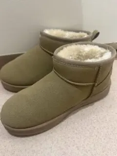 ムートンブーツ レディース 24.5cm 冬 カーキ キッズ