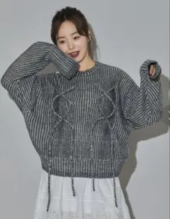 PUBLUX/パブリュクス レースアップ プレーテイングニット