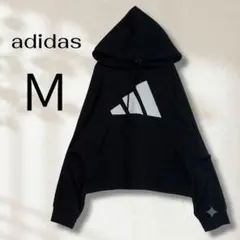 アディダス/ビッグロゴ パーカー 黒 Ｍ バックジップ 長袖 フーディーのサムネイル