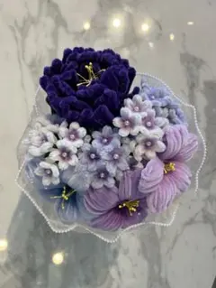 モールフラワーブーケ　パープル花束　韓国花束