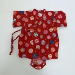 赤いポルカドット ベビー甚平 70cm
