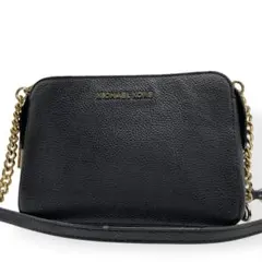美品　MICHAEL KORS　ショルダーバッグ　レザー　ブラック　斜め掛け