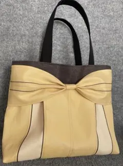 超軽量♡倉敷畳縁シンプルリボントートバッグ(たまごさらだ)