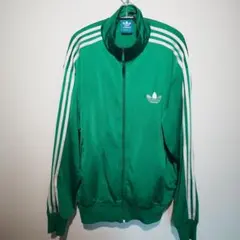 adidas アディダス トラックジャケット グリーン 緑 XL相当 刺繍ロゴ