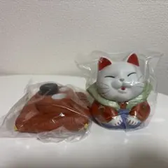 彩遊企 福助まねき猫(印鑑入) 陶器製まねき猫