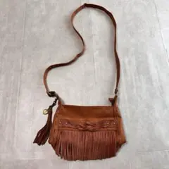 00’s vintage ROXY レザーショルダーバッグ フリンジ アメカジ