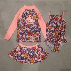 プチバトー　ラッシュガード　水着　スカート　3点セット　5ans 110 100