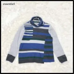 essentiel ニット　長袖　タートルネック　ボーダー　大人カジュアル　秋冬