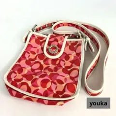 COACH コーチ シグネチャー ショルダーバッグ レッド レディース