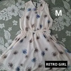 RETRO GIRL フラワープリント ノースリーブワンピース Mサイズ