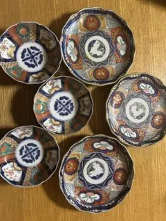 古伊万里 色絵金彩 八角小皿 富士山？文様 上品で華やかな3枚 - メルカリ