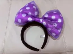 ミニーマウス 紫色リボンヘアバンド