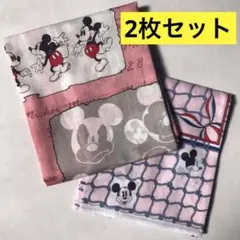 新品　未使用　ミッキー　ハンカチ　ディズニー　ミッキーマウス　レトロ　ピンク
