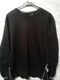 Ｈ＆M　ライダース風スウェット　サイドジップトレーナー　黑ブラック　送料無料のサムネイル