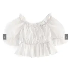 新品タグ付き　シアーギャザーショート丈ブラウス[tu541]