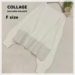 【コラージュガリャルダガランテ】異素材切替 ニットプルオーバー F ホワイト