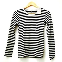 MUJI レディース クルーネック長袖Tシャツ XS　ボーダー