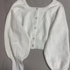 ホワイト クロップドカーディガン Fサイズ