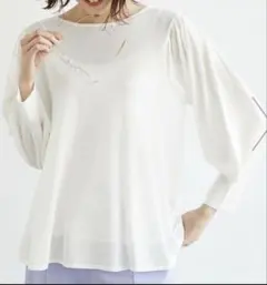 新品タグ付き★ロペピクニック　ボリュームスリーブシアープルオーバー　ホワイト