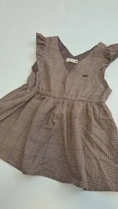 美品☆branshes☆チェック柄 Vネック フリル袖 チュニック☆