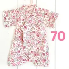新品 フラワー 甚平 女の子 ピンク 70