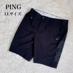 PING ピン ビッグロゴ 全方向ストレッチ ハーフパンツ　撥水　黒　LL