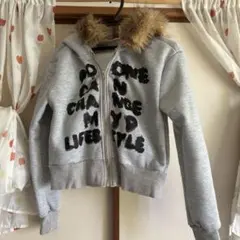 SHEIN フード付きグレー パーカー XS