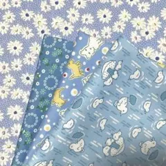 USAコットン*サーティーズ復刻柄30‘s*21×27*ブルー系4枚セット