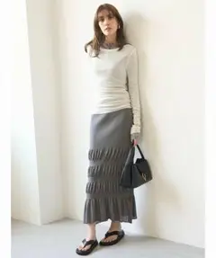 新品 Mila Owen ミラ オーウェン シアーニットファブリックスカート