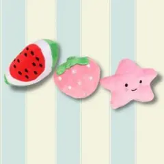 ペット（犬・猫）おもちゃ　ぬいぐるみ：すいか、いちご、ほし