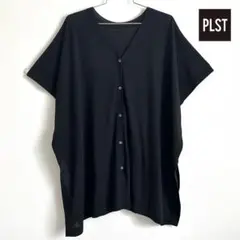 PLST プラステ リネンブレンド2WAYポンチョニット　カーディガン ブラックのサムネイル