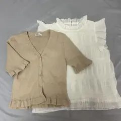 INGNI イング カーディガン＋フリルシアーブラウス 2点セット レディース