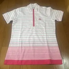 adidas ハーフジップ 半袖シャツ ホワイト ピンクのサムネイル