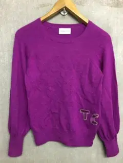 ツモリチサト TC ワッペン アンゴラ 100 パープル ニット 美品 サイズ2のサムネイル