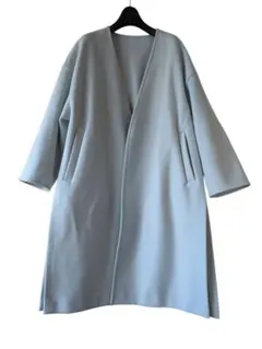 ユナイテッドアローズレディースノーカラーコートミントブルー軽い薄手卒業入学式にも