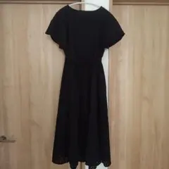 組曲　オンワード　サイズ6 黒いレース刺繍入り半袖シャツワンピース