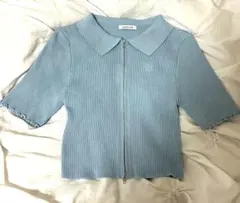 レディース半袖ニットトップス（ジップアップ・ポロ襟）