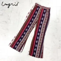 Ungrid エスニックフレアパンツ 総柄イージーパンツ サイズF*GD1