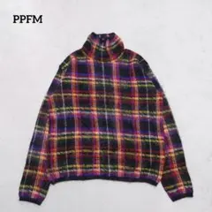 A1-4038　ニット　チェック柄 ハイネック　カジュアル　F【ピーピーエフエム