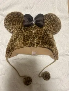 ディズニー　ファンキャップ　ヒョウ柄　レオパード柄　ブラウン