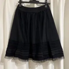 膝丈スカート　フレアスカート　オフィス　シンプルスカート　黒　ブラック