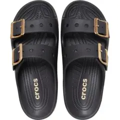 新品未使用 CROCSメタリックバックル サタデーサンダル⭐︎23cm黒