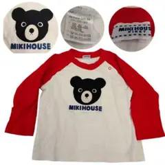 MIKIHOUSE クマの顔プリント 長袖Tシャツ 70-80