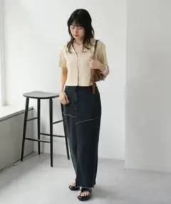 【Kastane】フロントホック 半袖 リブニット F
