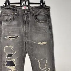 Levi’s 501 先染めブラック W32クラッシュ 90s グランジ