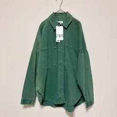 12/1〜12/3限定値下げ【新品】ZARA グリーン デニム ジャケット Ｌ