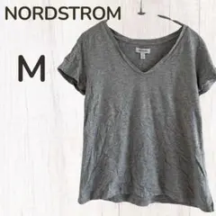 NORDSTROM 【M】グレー Vネック Tシャツ シンプル