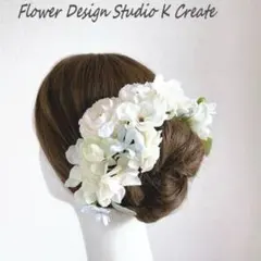 薔薇とデルフィニュウムのヘッドドレス　 結婚式　ウェディング　髪飾り　蘭　ラン