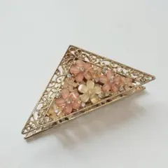 バレッタ ヘアクリップ 髪飾り 花 三角形 ゴールド