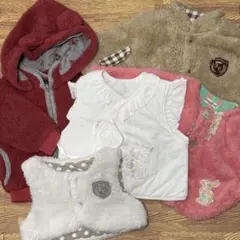 【5点セット】 ベビーアウターセット。ベスト、ポンチョ、パーカー、カーディガン